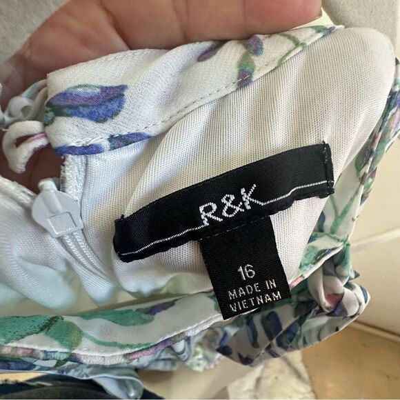 R&K Green and Purple Floral High Low Dress - Picture 3 of 6